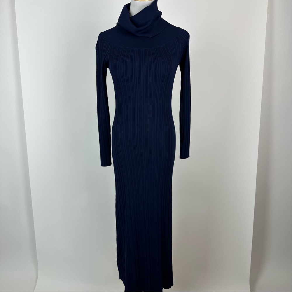 Princess Polly Navy Ribbed Knit Midi Dress Size Small